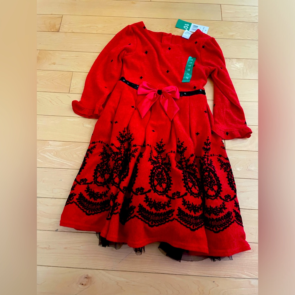 Dollie & Me Size 10 New Red dress with black details on skirt